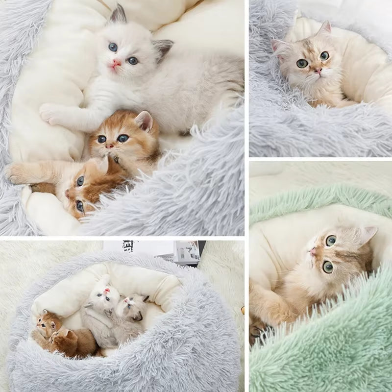 2-in-1 Winter Plush Cat/Dog Bed