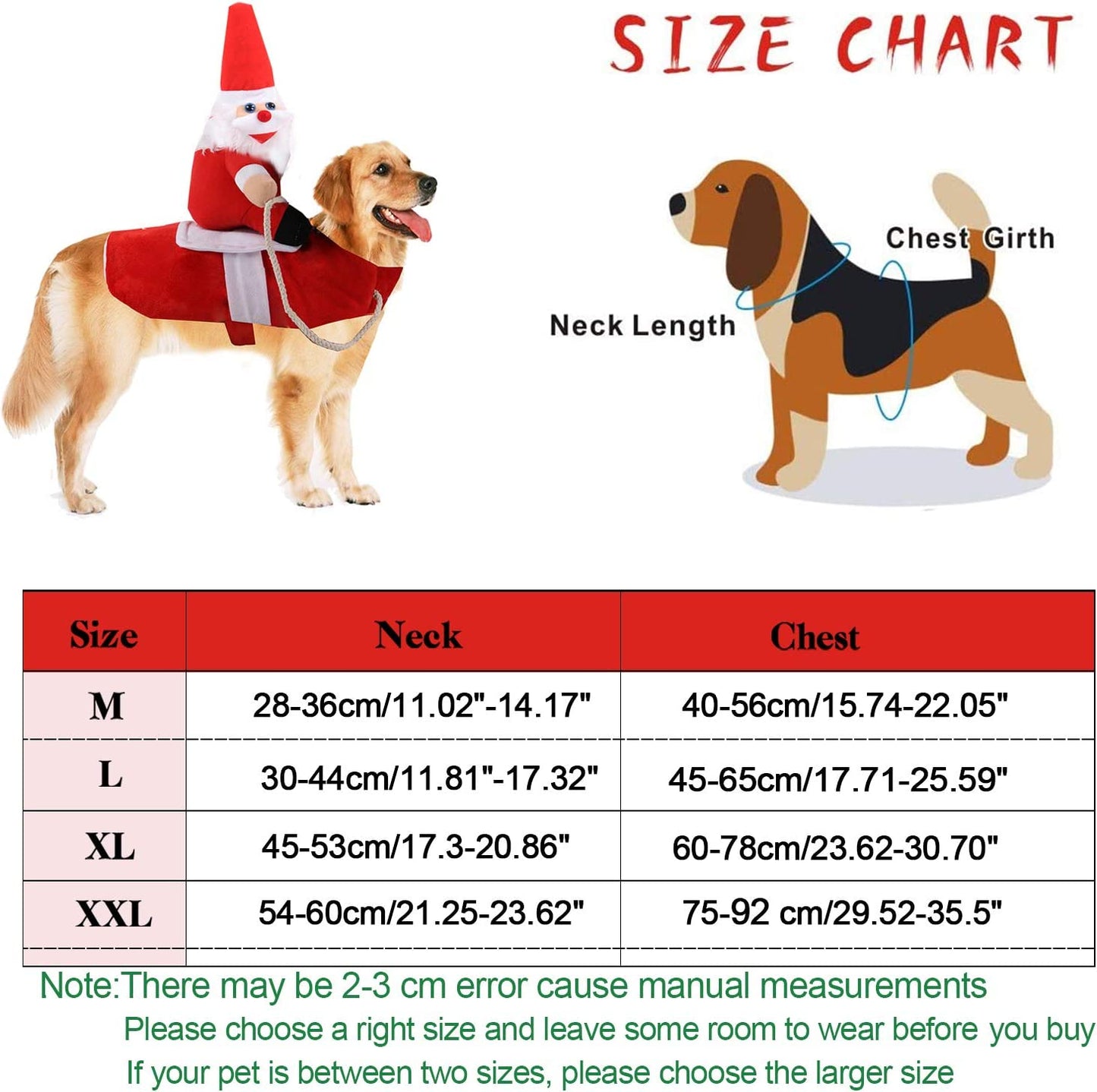 Clearance Christmas Dog Costume Santa Claus Outfit(Large)