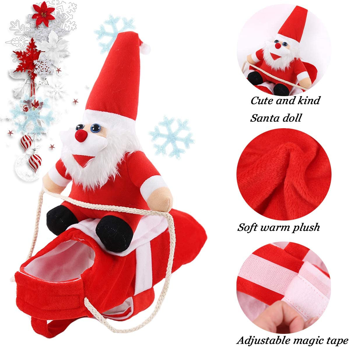 Clearance Christmas Dog Costume Santa Claus Outfit(Large)