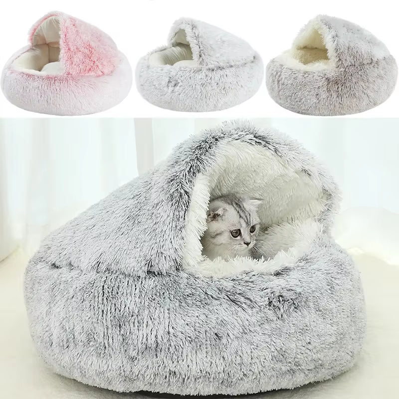 2-in-1 Winter Plush Cat/Dog Bed