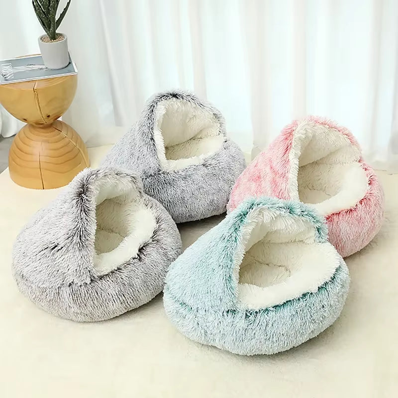 2-in-1 Winter Plush Cat/Dog Bed