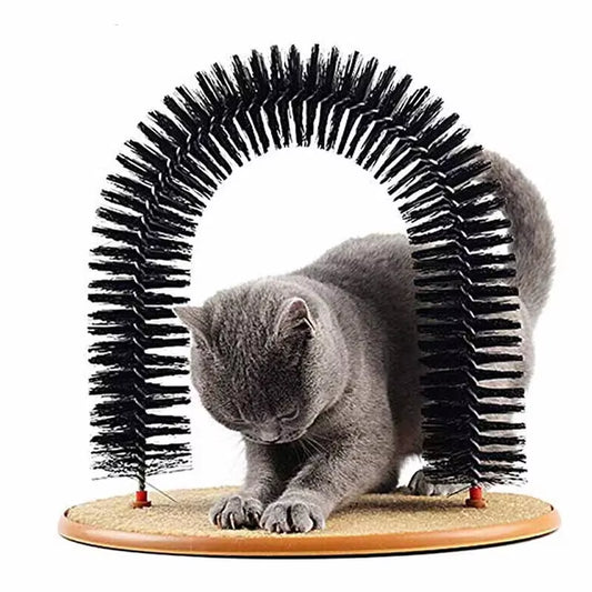 Self-Massage Grooming Rubber Brush Cat Toy Arch